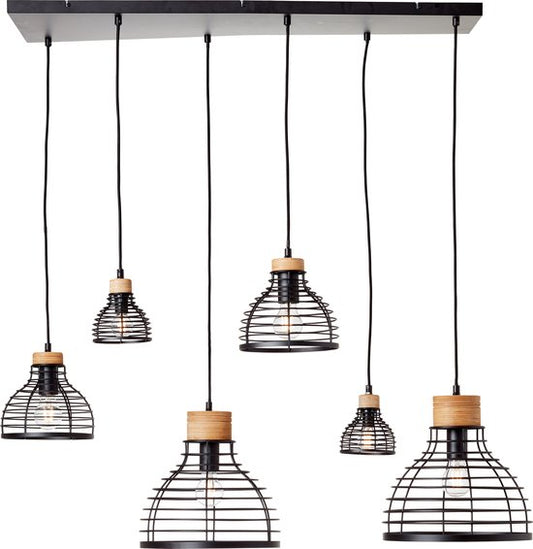 Brilliant Avia - Lampe suspendue - E27 max 6x40W - Noir/Bois