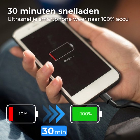 Câble USB-C Nuvance - 100 W - USB-C vers USB-C - 3 mètres - Câbles USB-C - Chargeur rapide - Transfert de données à 480 Mb/ps - Chargeur USB-C - Noir