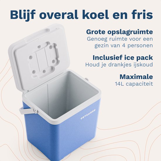 TRVLMORE Cool Box 14L - 47 heures de réfrigération - Frigobox - Elément réfrigérant inclus - Cool Box Small - Bleu