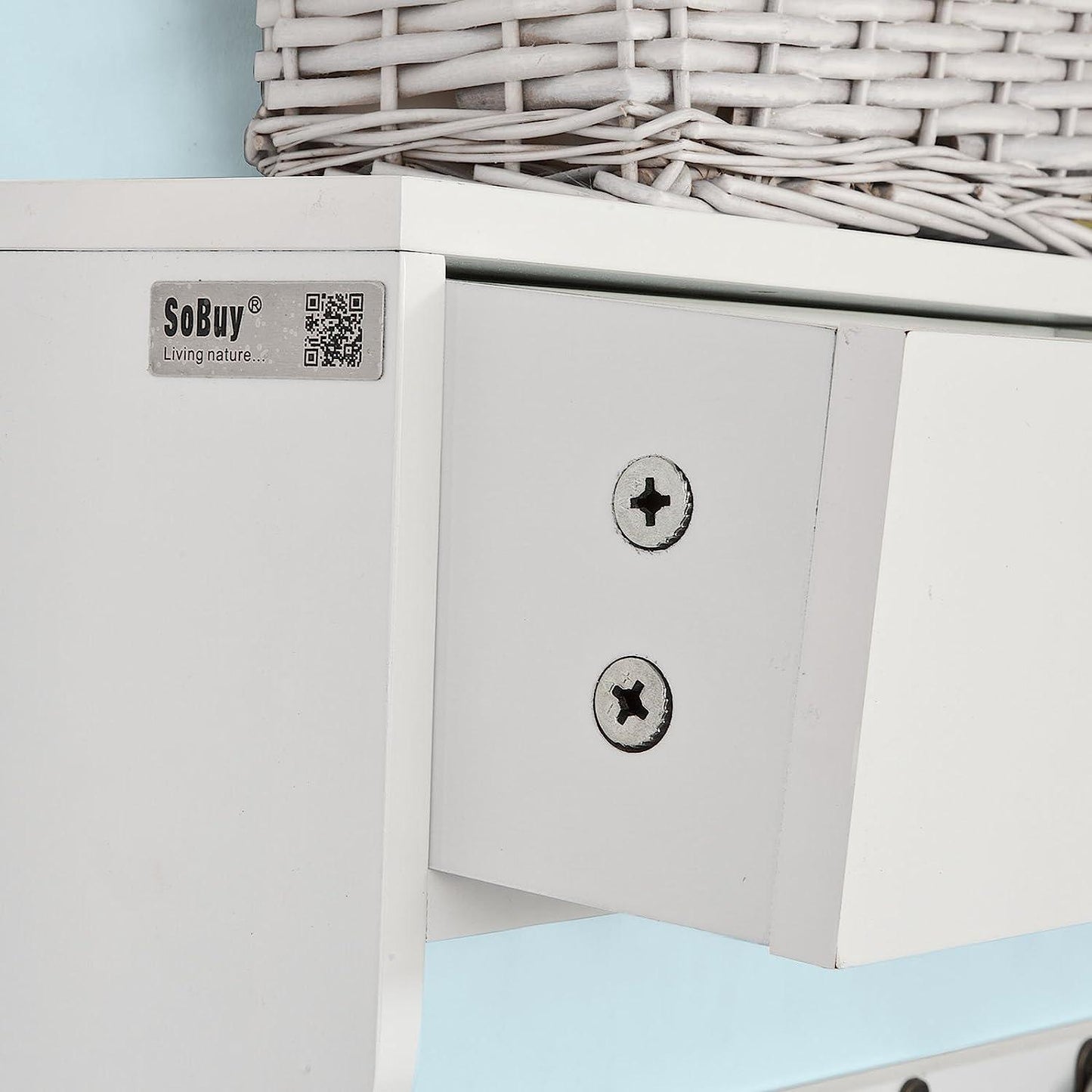 SoBuy Porte-manteau mural - 5 crochets - L60 x P14 x H27cm - Blanc