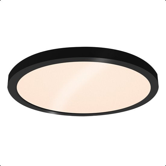 Goliving Plafonnier - Plafonnier - Led - Extra fin - Lumière blanc chaud - Chambre - Salle de bain - Salon - Ø 23cm - Noir