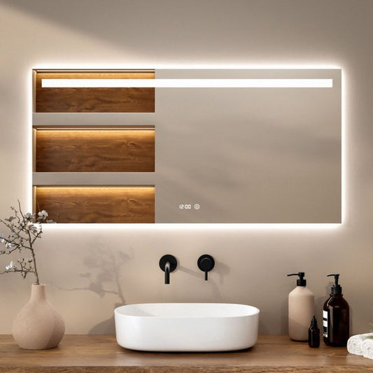 Mirlux Miroir de salle de bain avec éclairage LED et chauffage - Miroir mural rectangulaire - Miroir de douche anti-condensation - 120x60CM