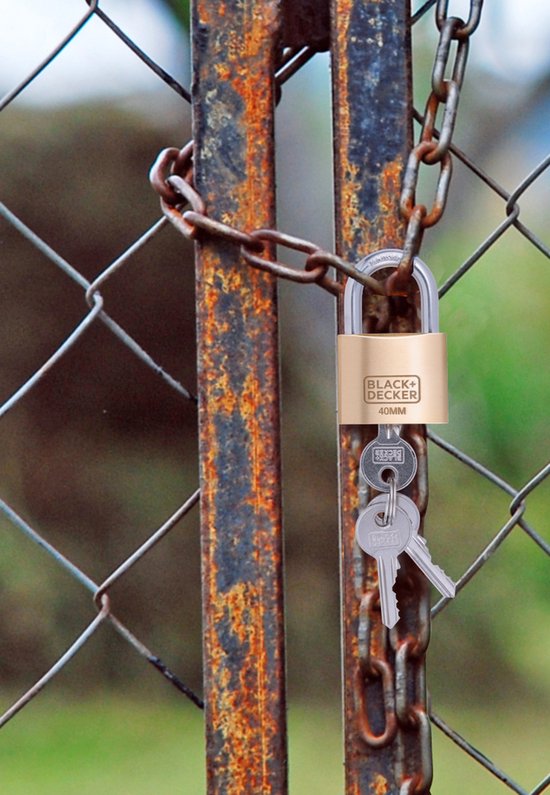 Cadenas avec clé - BLACK+DECKER - 40mm - 3 clés incluses - Serrure en laiton massif