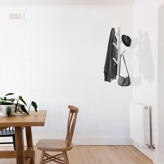 Bayt Porte-manteau mural - Porte-manteau - Porte-manteau bois - Porte-manteau - 5 crochets - Blanc