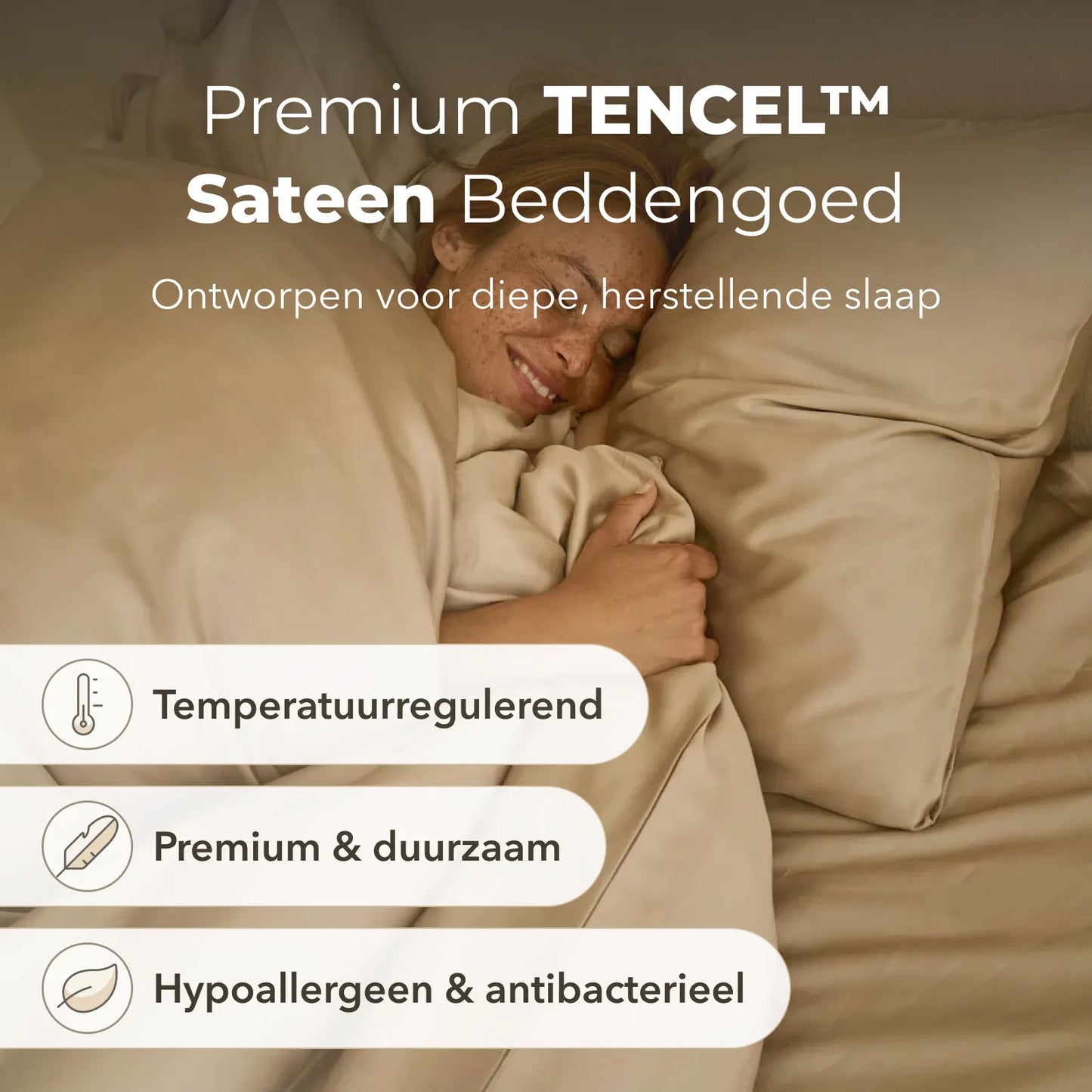 Sjumo - Drap-housse en satin de Tencel - 140x200 cm - Satin de coton et Tencel Honey Glow - Brillant et doux comme de la soie - Antiallergique et respirant - Confort de qualité hôtelière de luxe