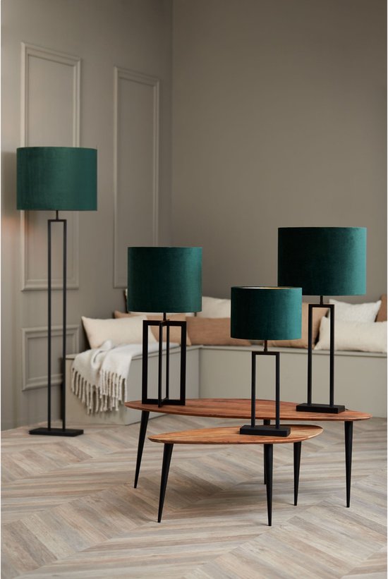 Light & Living Abat-jour cylindrique Velours - Vert - Ø50x38cm - Moderne