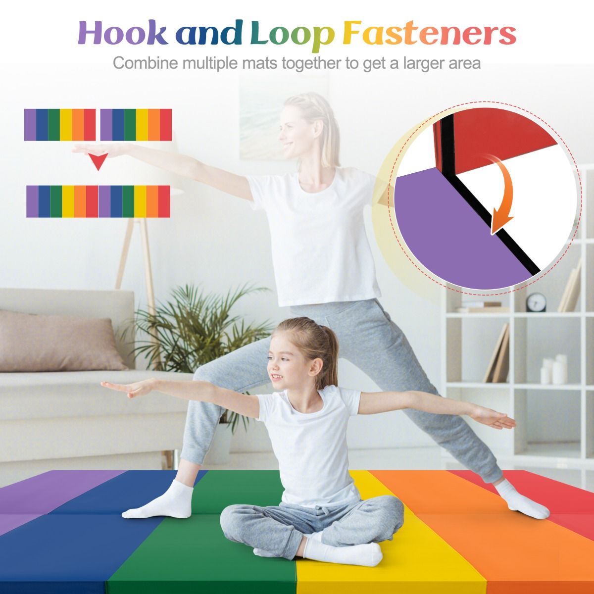 Tapis de gymnastique pliable Coast - Pliable en 3 parties - Tapis de gymnastique de 180 cm - multicolore