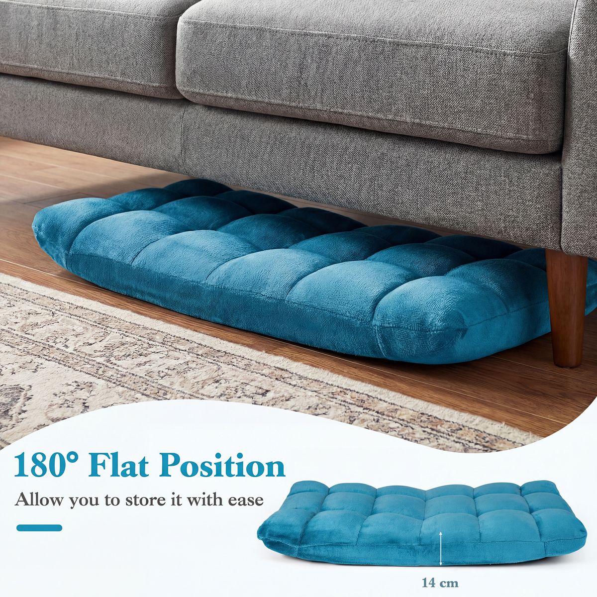 Chaise longue pliable Tatami de Coast - dossier réglable sur 14 positions - mousse haute densité - bleu marine