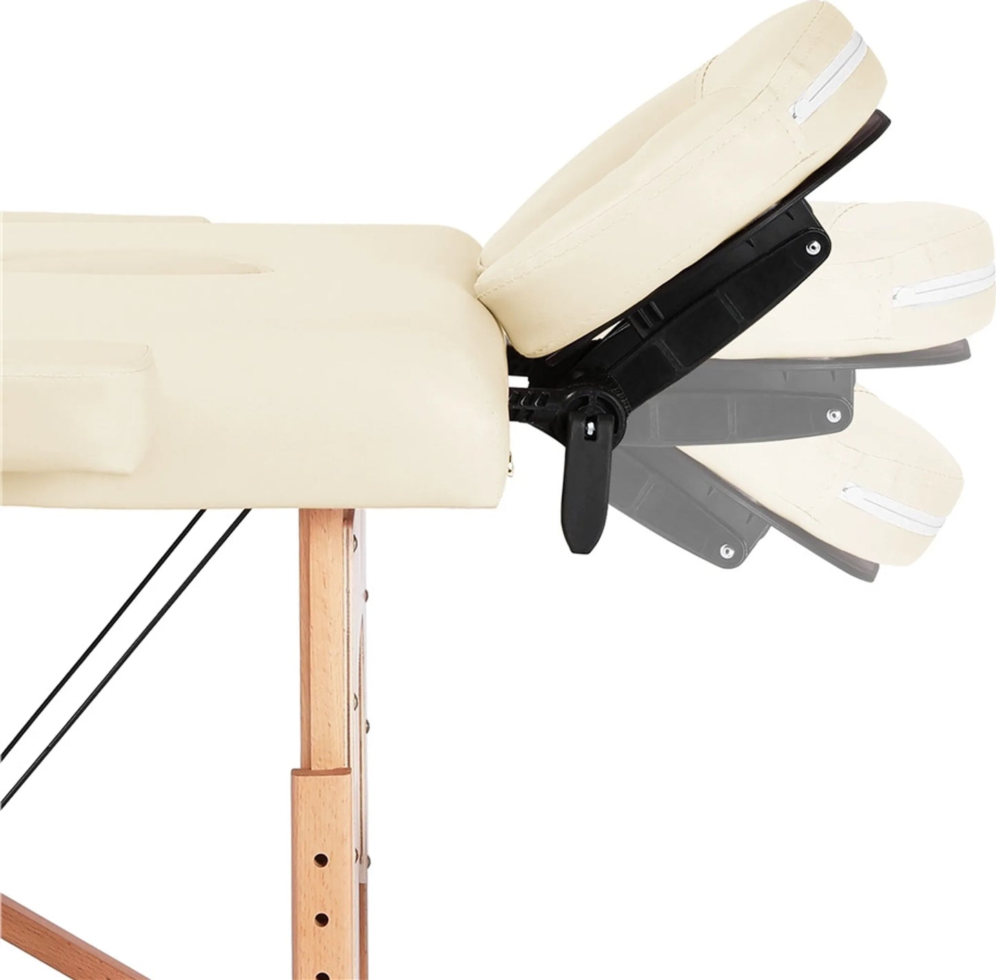 Yaheetech Table de massage pliante - 213 x 82 x 64-85,5 cm - équipée de pieds en hêtre, d'un appui-tête réglable et d'un sac de transport - pour les salons de beauté et les studios de massage - en simili-cuir et bois de couleur crème