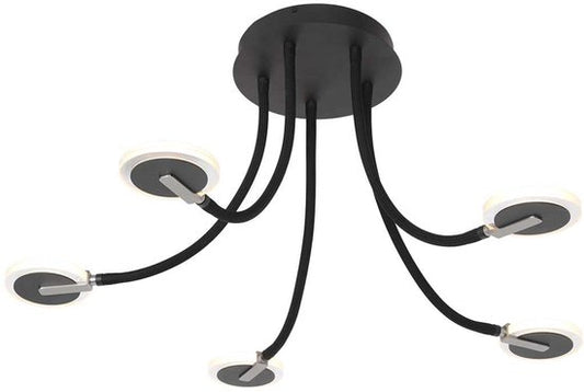 Plafonnier Turound 3375ZW – Lampe design noire avec verre, 91,5 cm, orientable et inclinable, Steinhauer, LED, à intensité variable, 5 000 lumens