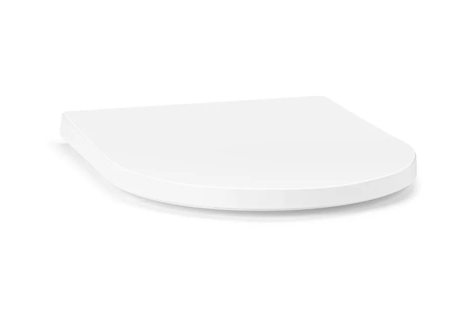 Home&Comfort - Abattant de WC robuste en forme de D avec fermeture souple - Blanc brillant