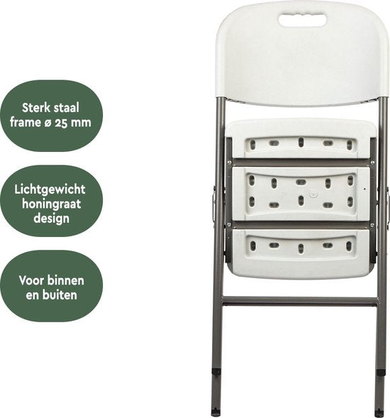 BRASQ Chaise pliante blanche - Chaise pliante - Chaise pliante 45x50x88 cm - PVC - Chaise de salle à manger