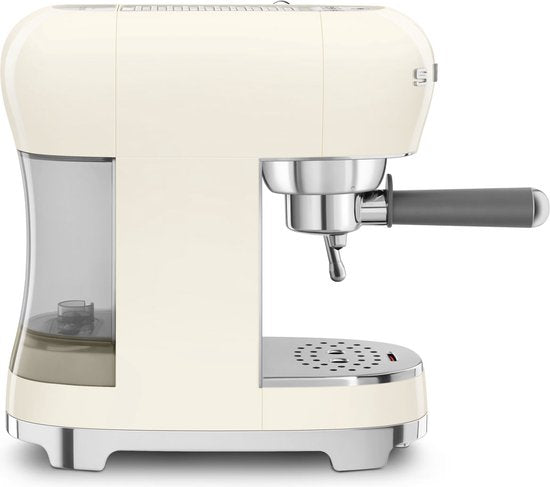 Machine à expresso manuelle SMEG ECF02CREU - Machine à piston - 15 bars - Thermobloc - Buse à vapeur - Compatible avec le café moulu et les dosettes E.S.E. - Style années 50 - Crème