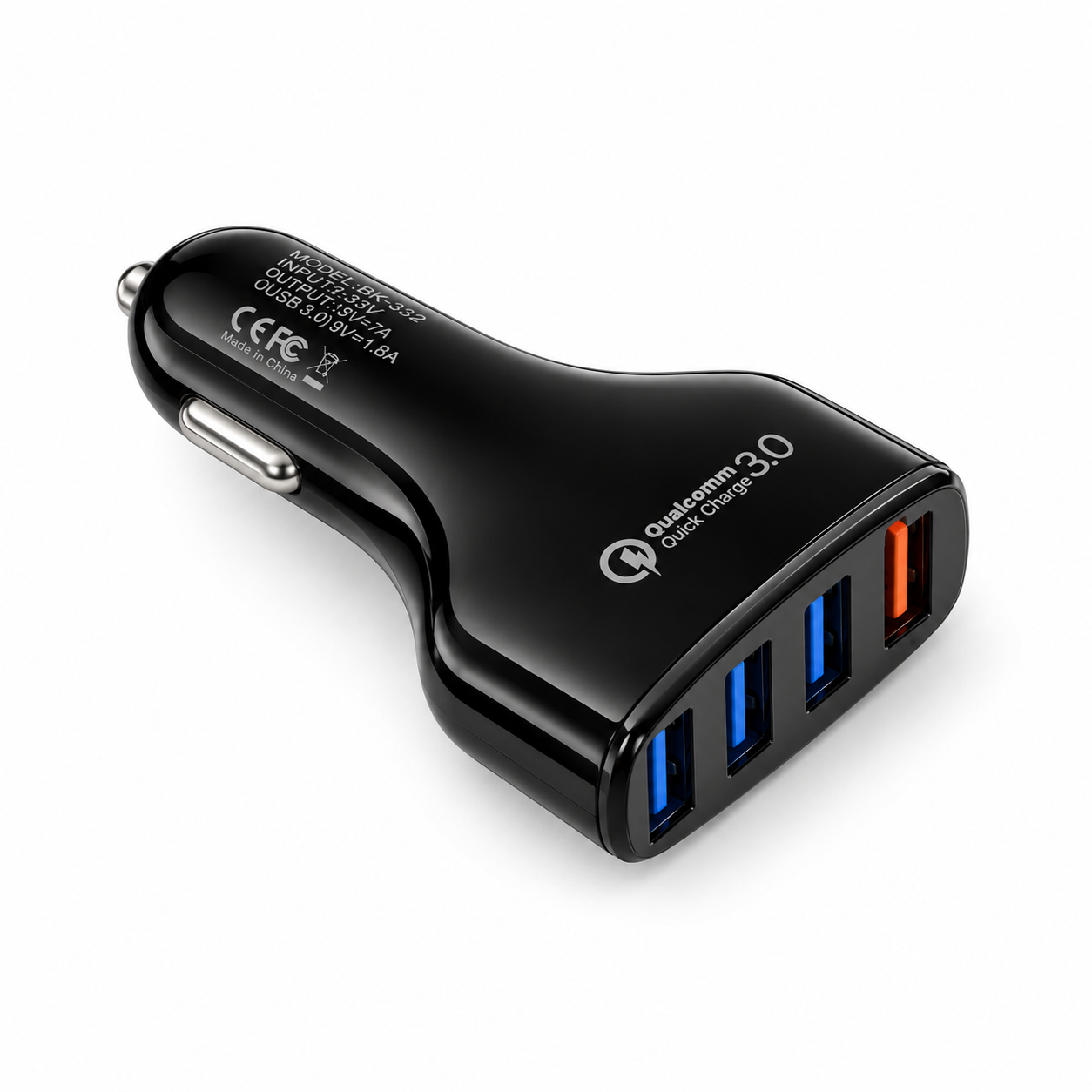 QGeeM BK-352 QC 3.0 Car Charger - Chargeur de voiture USB à 4 ports avec Quick Charge 3.0