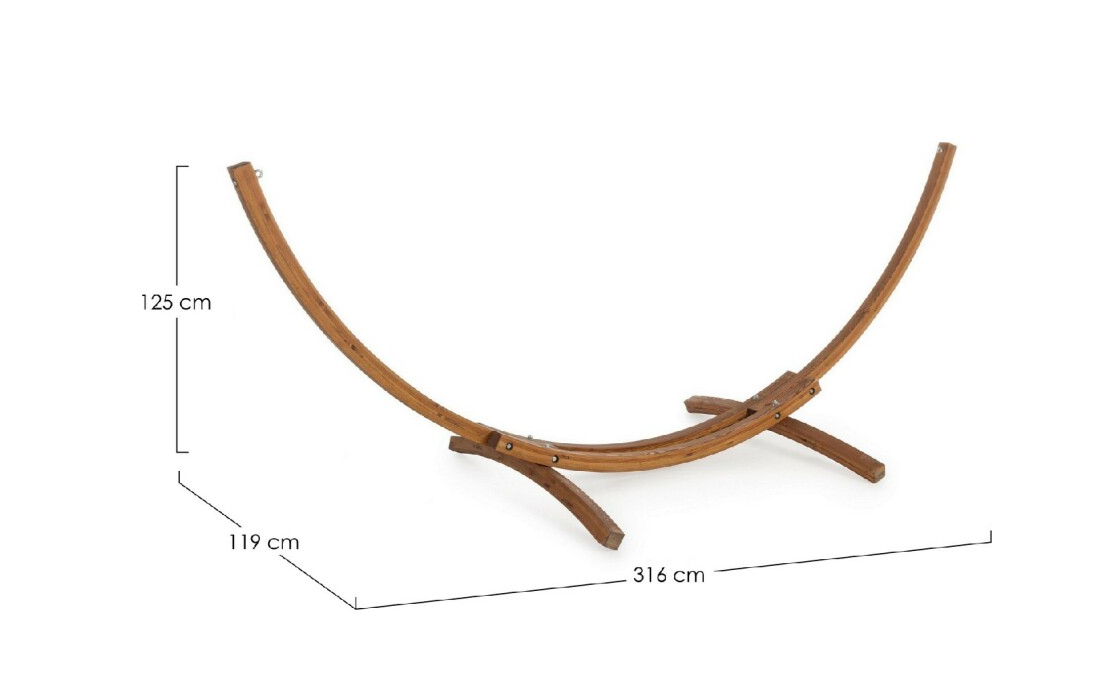 Bizzotto Yes Hammock Stand - Lorkenwood - 316x119x125 cm - Charge max. 100 kg - Accessoires en acier galvanisé inclus