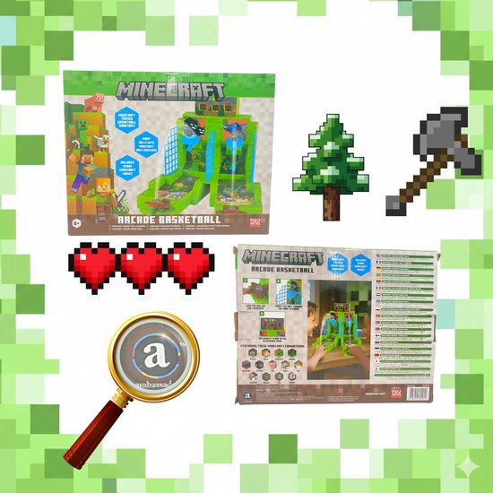Jeu Minecraft Basketball - Jeu de mini-basket - Arcade - Électronique - 2 joueurs - Cité dans Le Grand Livre du Père Noël 2025