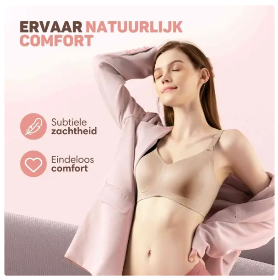 Vulpes Goods® - Soutien-gorge d'allaitement sans armatures - Taille large - Fermeture à une main, bretelles réglables et certification OEKO-TEX® - Pour l'allaitement et la grossesse - Mélange de coton crème