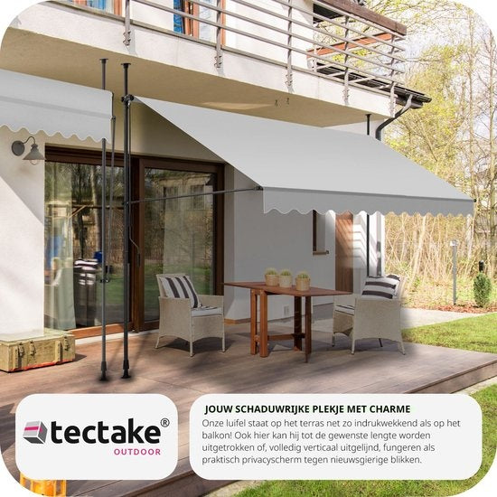 tectake - store à pinces - parasol - store - réglable - store à pinces - parasol balcon - 350 x 180 cm - gris clair - store - 404967