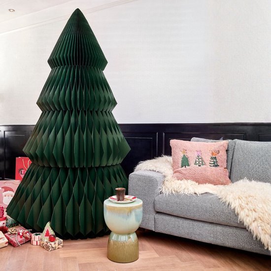 Mica Decorations Sapin de Noël en papier - Sapin de Noël artificiel pliable - H 212 x Ø 120 cm - Décoration de Noël - FSC Mix - Vert