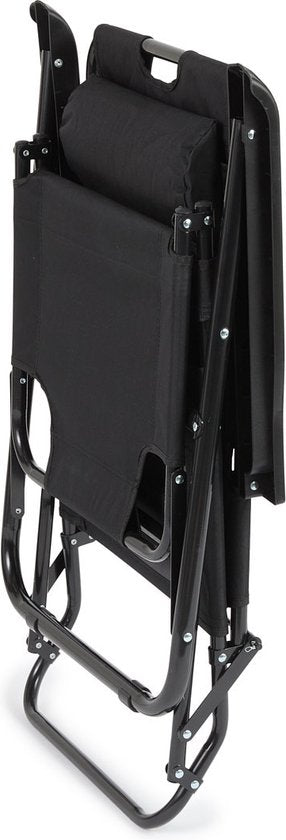 Chaise longue d'extérieur - Pliable - Lot de 2 - Réglable - Polyester & Métal - Noir
