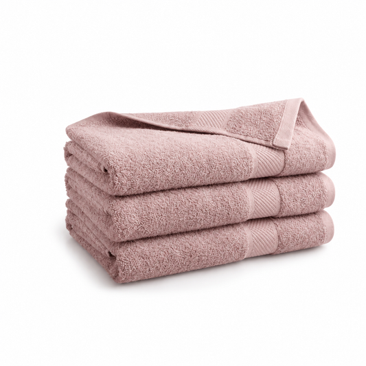 Lot de 3 serviettes de bain DoubleDry - Misty Rose - 70 x 140 cm - 100 % coton - 500 g/m² - Lavables à 60 °C