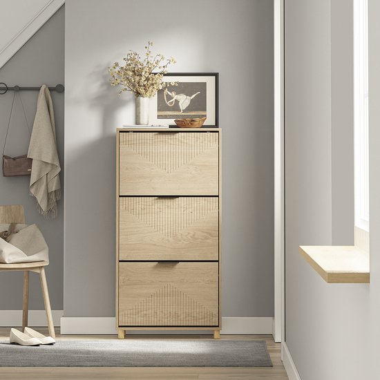 SoBuy Meuble à chaussures - Meuble à tiroirs - Design étroit - 3 tiroirs - 120x24x60 cm | FSR213-N
