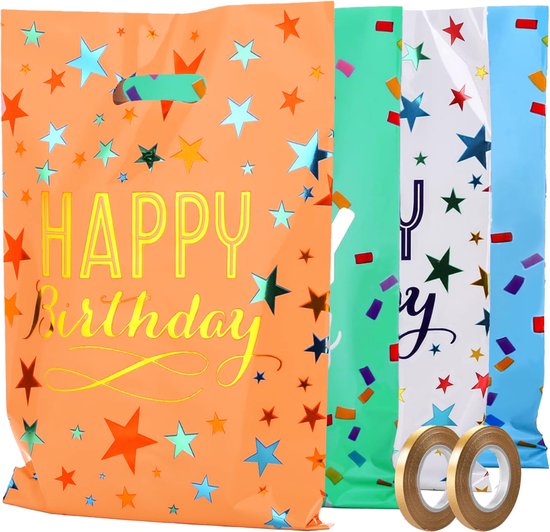 Feestio Sacs à partager 100 pièces - 17 x 25 cm - Sacs à bonbons - Sacs à friandises Fête d'enfants - Sacs à cadeaux - Anniversaire