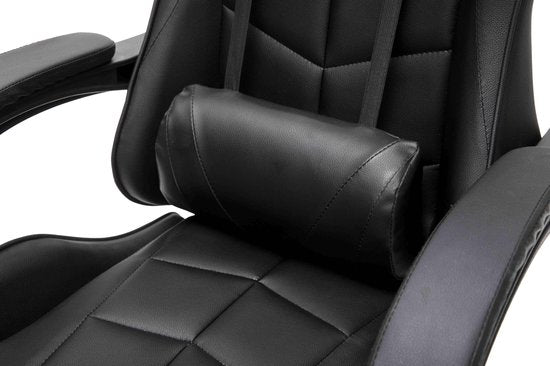 VDD Gaming - Chaise de jeu - Gaming - Chaise de bureau - Avec coussin de nuque et coussin de dossier réglable - Avec repose-pieds - Chaise de jeu en silicone - Chaise pivotante - Noir