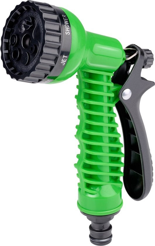 Kinzo Flexible Garden Hose 20M - Incl. attachement - Buse avec 7 modes de pulvérisation - Plastique - Vert/Gris