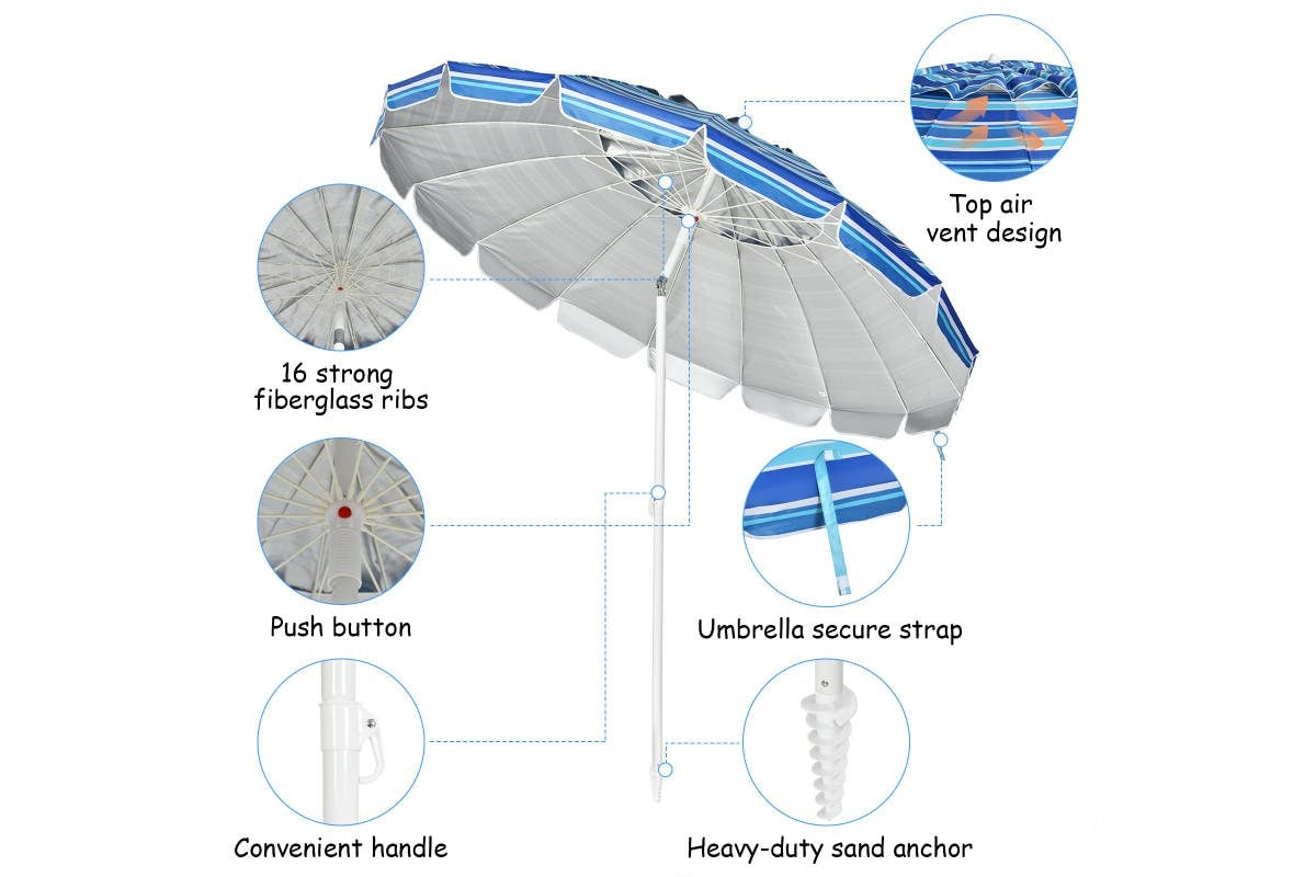 Parasol Coast - 245cm - Bleu