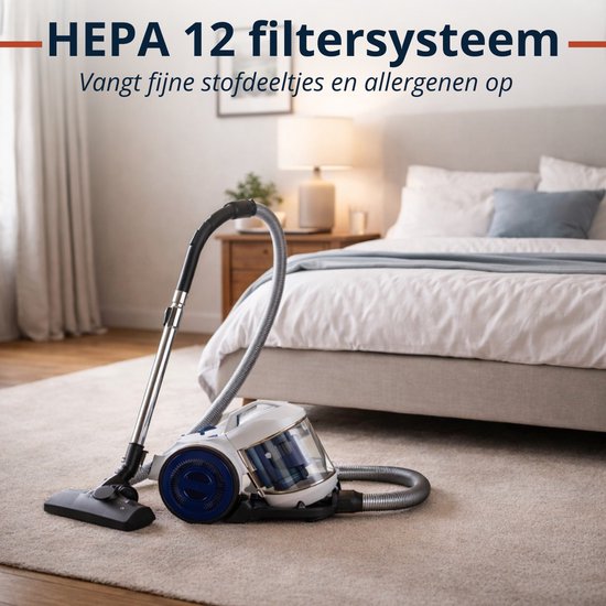 Aspirateur sans sac Dirt Devil DD2503 - Aspirateur 800 W avec filtre HEPA 12 - Aspirateur cyclonique avec brosse combinée, suceur pour fentes et embout pour meubles - Bac à poussière de 2,2 L - Blanc/Bleu