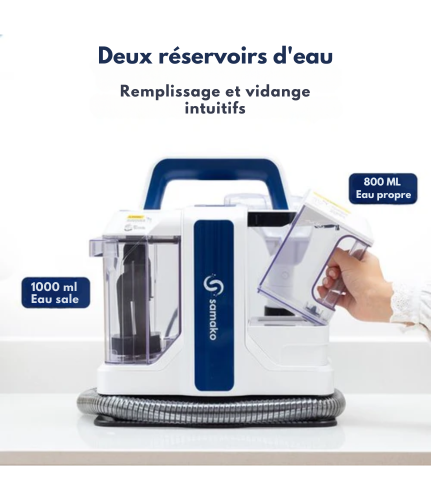 Nettoyeur à vapeur pro - Samako - canapé, tapis, sol - Avec brosse supplémentaire - Bleu/Blanc