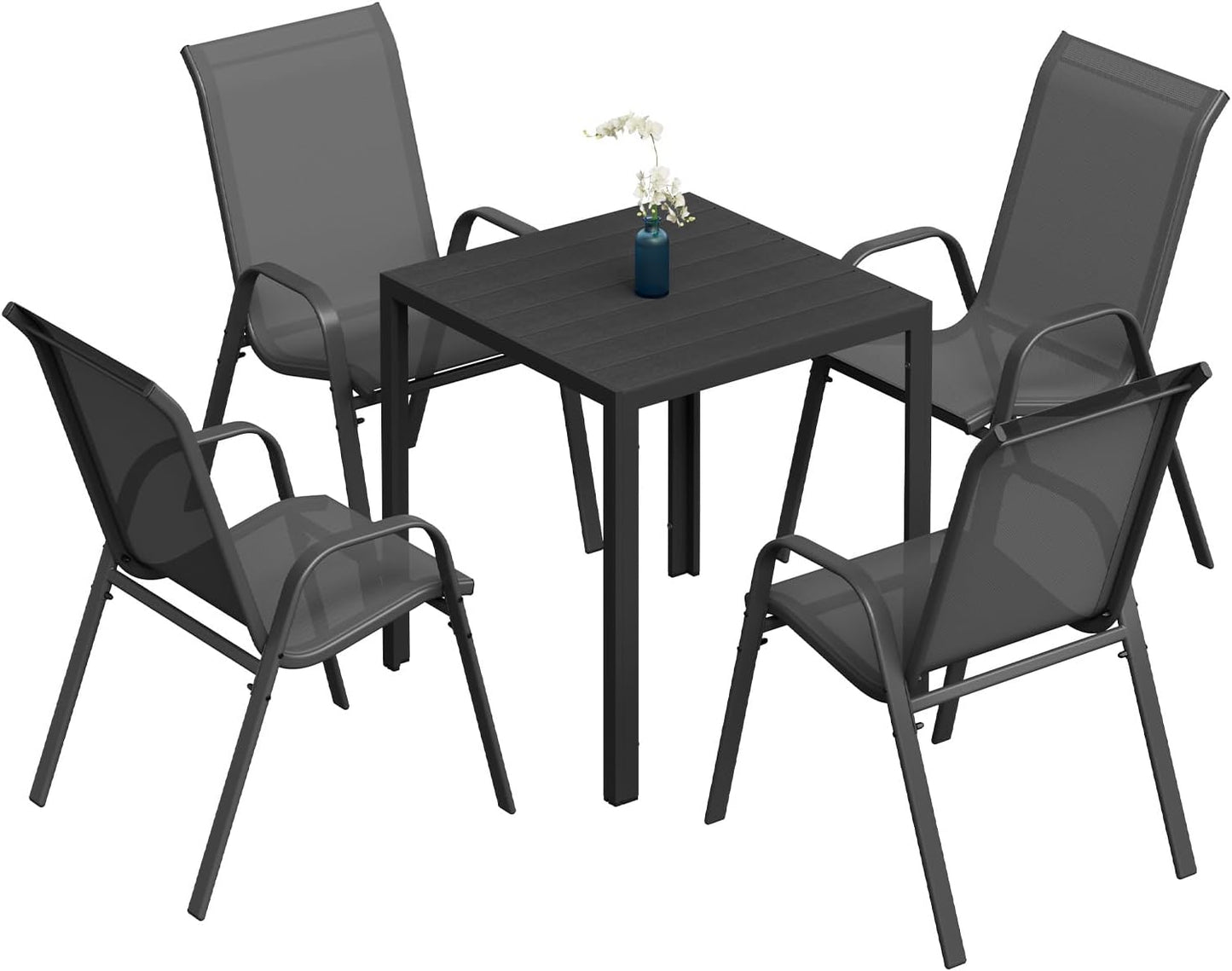 Chaises de jardin Woltu - Lot de 4 - Poids max. 160 kg - 55 x 92 x 70 cm - Anthracite