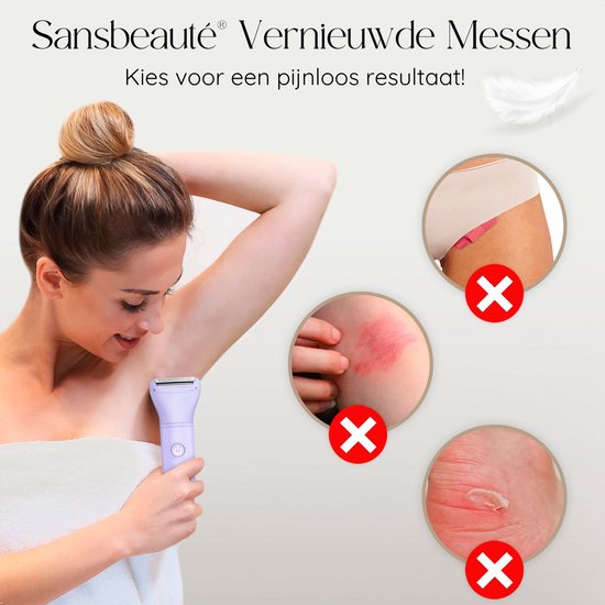Rasoir 3 en 1 avec écran - Visage - Aisselles - Jambes - Maillot - Sansbeauté® - Rasoir Femme - Epilateur électrique - Epilation visage femme - Tondeuse Femme - Rasoir Bikini - USB Rechargeable