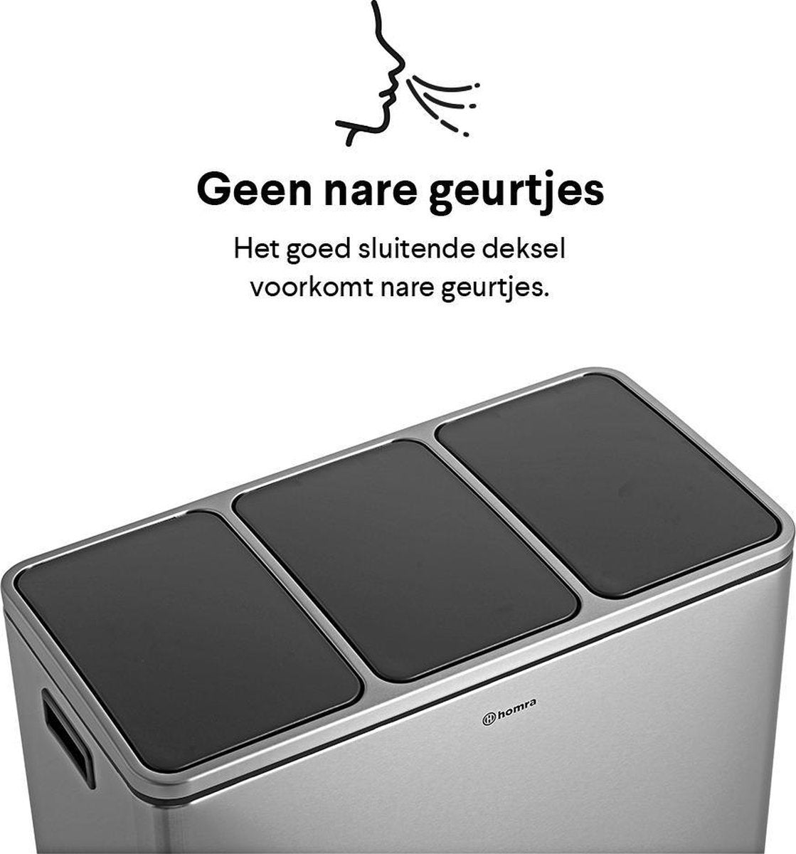 Homra Sparq Pedaalemmer 54 Liter - RVS Prullenbak 3 vakken - Trio Prullenbak 3 X 18 Liter - Prullenbak Afvalscheiding- Vuilnisbak voor huishouden en kantoor - Recycle Vuilbak keuken Afvalemmer - Afvalscheidingsprullenbakken