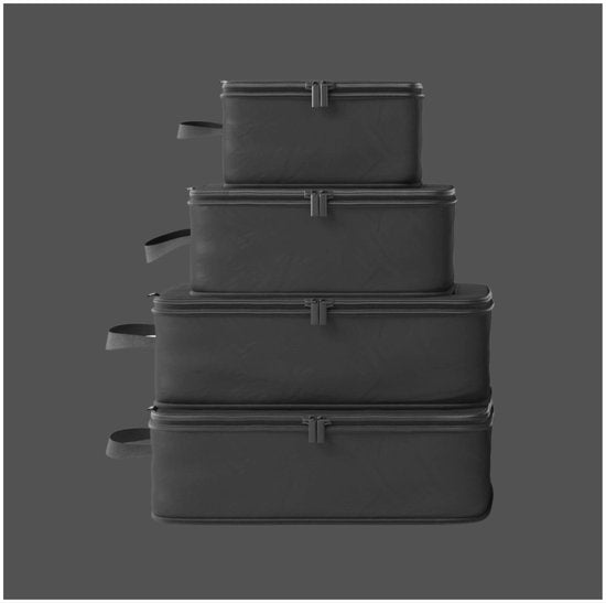 ONYX® cubes de compression - 5 pièces - Organiseurs de bagages avec zip de compression - Pour valises et sacs - Noir