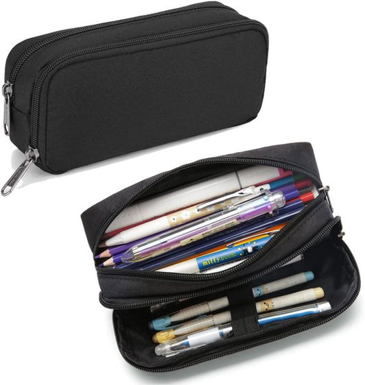 Diydash Trousse à crayons - Trousse à crayons - Trousse scolaire - Grande trousse - Fournitures scolaires - Trousse Scolaire - Pour filles, garçons et adultes - Noir