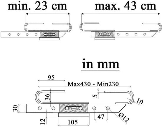 All Ride Container Lock 5KG - Serrure pour conteneur et remorque - réglable de 23 à 43 CM - acier trempé - 3 clés de rechange incluses - jaune
