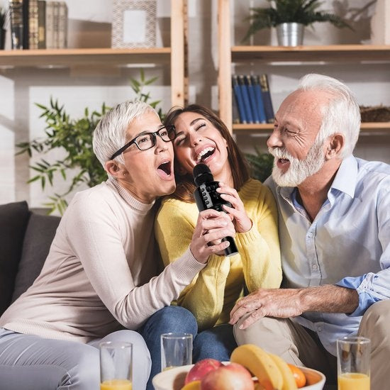 Microphone Karaoke - Auronic - Micro karaoke - Pour enfants et adultes - Bluetooth - Sans fil - avec haut-parleur - Noir