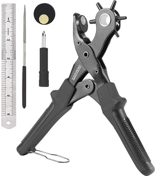 SolidStock : Perforateur professionnel pour ceinture - Règle de mesure incluse - Perforateur - Pince revolver - Noir