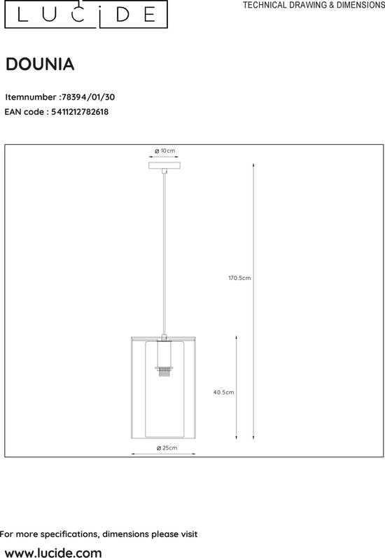 Suspension Lucide DOUNIA - Ø 25 cm - E27 - Noir