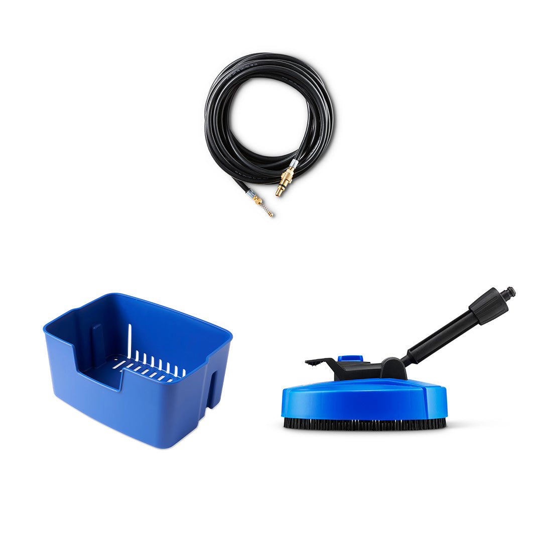 Kit d'accessoires pour nettoyeur haute pression Nilfisk Core 140 - 3 pièces - Nettoyeur de terrasse - Nettoyeur de tuyaux et de canalisations de 8 m - Panier à accessoires