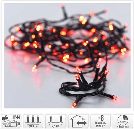 Guirlande lumineuse de Noël 320 LED - 24 m - rouge - Minuterie - Effets lumineux - Mémoire - Extérieur - Intérieur