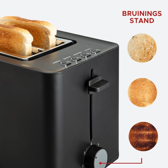 Grille-pain Bourgini Tosti avec fonction bagel - Grille-pain avec pinces à sandwich - Noir - Finition mate - Fente extra-large pouvant accueillir 2 sandwichs