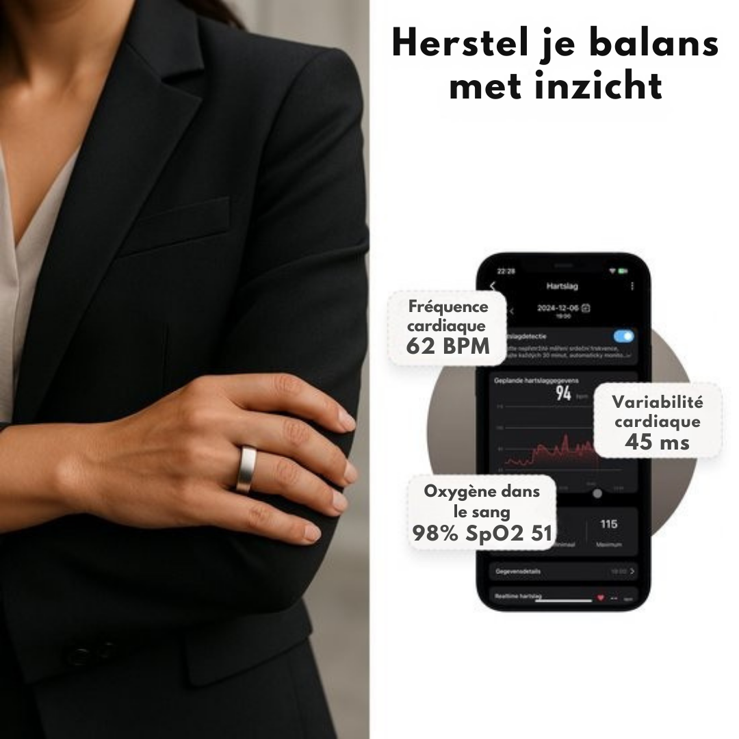 Bague connectée Focus - Suivi de santé - Sport et activités quotidiennes - Taille 7 - Or