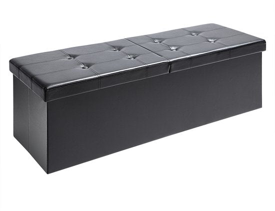 Banc Casaria avec rangement - 80x40x40cm 100L Faux cuir - Noir
