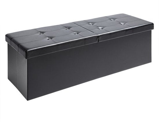 Banc Casaria avec rangement - 80x40x40cm 100L Faux cuir - Noir