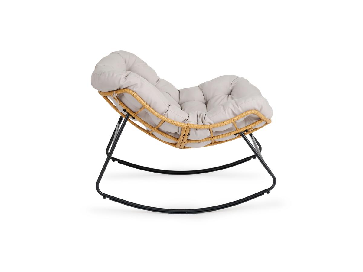 Fauteuil à bascule en rotin Lifa Garden avec coussin - Naturel - 110 x 70 x 90 cm