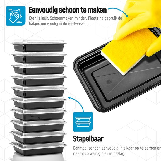 Fitcrafters Meal Prep Trays - Plateaux fraîcheur - Plateaux congélation - 20 pièces - 1 compartiment - 1L - sans BPA