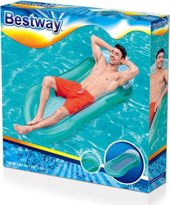 Bestway Opblaasbaar Loungebed met Netbodem - 160 x 84 CM - Max. 90KG - Incl. Reparatiesticker - Vinyl - Rood of Blauw